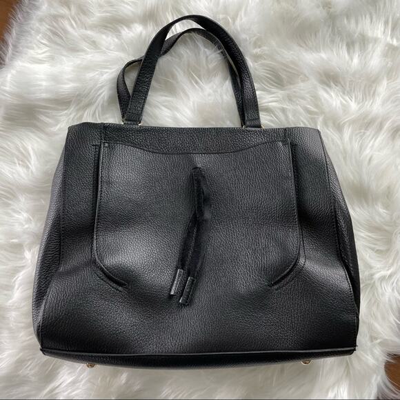 Dimoni By Julio Black Pebbled Leather Maestre S.L Triple Compartment Satchel Bag - Picture 1 of 7